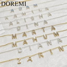 DOREMI 9mm Crystal Letter Bubble Birthstone Zircon Necklace Ins Fashion Style Custom Initial Letter Name Personalized Necklace