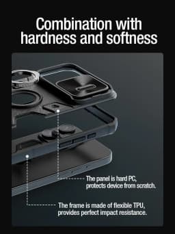 NILLKIN for iPhone 15 Pro Max Case for iPhone 15 Pro Case with Ring stand Case Camera Protection Slide cover