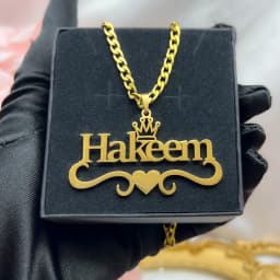 New Stainless Steel Custom Necklace Custom Cuban Chain Center Crown Name Necklace Removable Heart shaped Nameplate Pendant