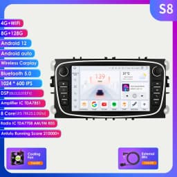 Android 12 Car Radio For ford mondeo/Focus/S-Max/GalaxyC-Max Car Radio Multimedia Video Player Navigation GPS Carplay 7862