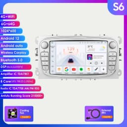 Android 12 Car Radio For ford mondeo/Focus/S-Max/GalaxyC-Max Car Radio Multimedia Video Player Navigation GPS Carplay 7862