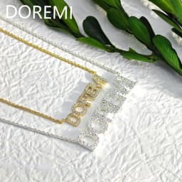 DOREMI 6mm/9mm Letters Name Crystal Necklace Initial Name Necklaces Personalized Dainty Custom Necklace Nameplate Chains