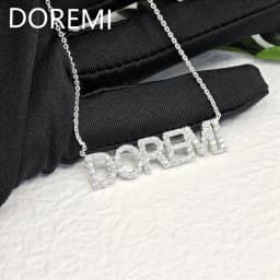 DOREMI 6mm/9mm Letters Name Crystal Necklace Initial Name Necklaces Personalized Dainty Custom Necklace Nameplate Chains