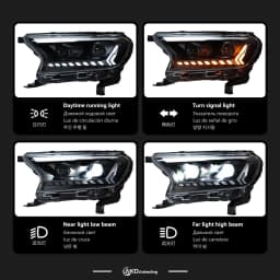 AKD Auto Parts For Ranger Headlights 2016-2020 LED Headlights Ranger DRL Turn Signal High Beam Angel Eye Projector Lens