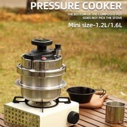 1.2L Pressure Cooking Pot Mini Pressure Cooker 304 Stainless Steel Portable Rice Cooker Outdoor Camping Pressure Cooker Cookware