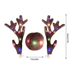Christmas Reindeer Antlers Car Kit Reindeer Antlers And Nose With Led Lights Christmas Antlers Costume Auto Decoration For SUV