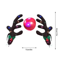 Christmas Reindeer Antlers Car Kit Reindeer Antlers And Nose With Led Lights Christmas Antlers Costume Auto Decoration For SUV