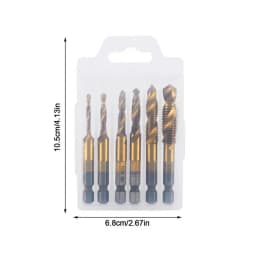 Drill Tap Bits Set Spiral Point High Speed Steel Tap Drill Set 6 Pcs Combination Drill & Taps High Hardness Screw Taps Tool Kit