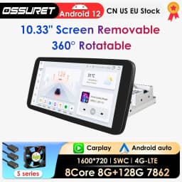 10.33inch 1 DIN Universal Android Car Radio Multimedia Video Player Rotatable Auto Touch Screen DSP Carplay Headunit WIFI 7862