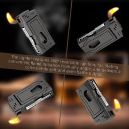 Multifunctional Pipe Lighter, Built-in Pipe Stand, 3 in 1 Cleaner Tools, Refillable Butane Lighter with Angled Soft Flame