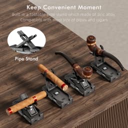 Multifunctional Pipe Lighter, Built-in Pipe Stand, 3 in 1 Cleaner Tools, Refillable Butane Lighter with Angled Soft Flame