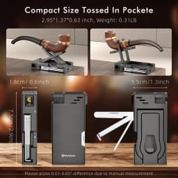 Multifunctional Pipe Lighter, Built-in Pipe Stand, 3 in 1 Cleaner Tools, Refillable Butane Lighter with Angled Soft Flame