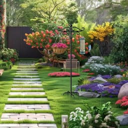 Garden Hook For Bird Feeder Garden Hook Shepherds Hook Heavy Duty Iron Adjustable Hook Outside With 5 Prongs Base For Outside