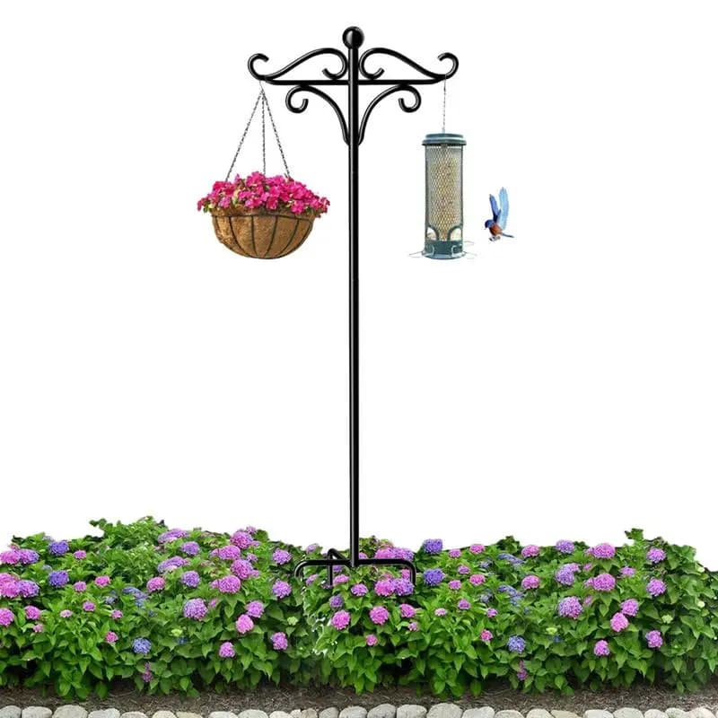Garden Hook For Bird Feeder Garden Hook Shepherds Hook Heavy Duty Iron Adjustable Hook Outside With 5 Prongs Base For Outside