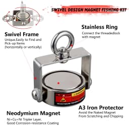 Rotatable 200KG N52 Fishing Magnet Set Double Side Attracted 20M ROPE 304 Eyebolt M10 Outdoor Adventure Funny Sport Gift
