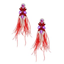 Stonefans AB Color Rhinestone Tassel Feather Earrings Jewelry for Women Statement Large Earrings Belly Dance Decor Prom Jewelry
