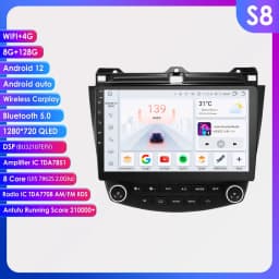 6G 128G Android 13 Autoradio For Honda ACCORD 7 2003-2007 multimedia Video player GPS navi Carplay 4G car intelligent system SWC