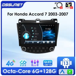 6G 128G Android 13 Autoradio For Honda ACCORD 7 2003-2007 multimedia Video player GPS navi Carplay 4G car intelligent system SWC