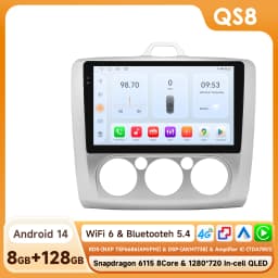 Hizpo 9" 2 Din Car Radio for Focus Exi MT 2 3 MK2/MK3 Multimedia Player Android 14 GPS Navigation Head Unit Stereo 4G+WiFi BT