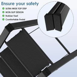 Aluminium 3-4 Step Ladder with Wide Steps Lightweight Folding Ladder Portable Slim Step Stool Safety Household Ladder Stepladder