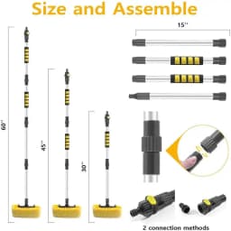 Detachable Car Wash Brush 160CM Soft Bristle Auto Cleaning Brush Long Handle Detailing Broom Adjust Water Flow Auto Cleaning Mop