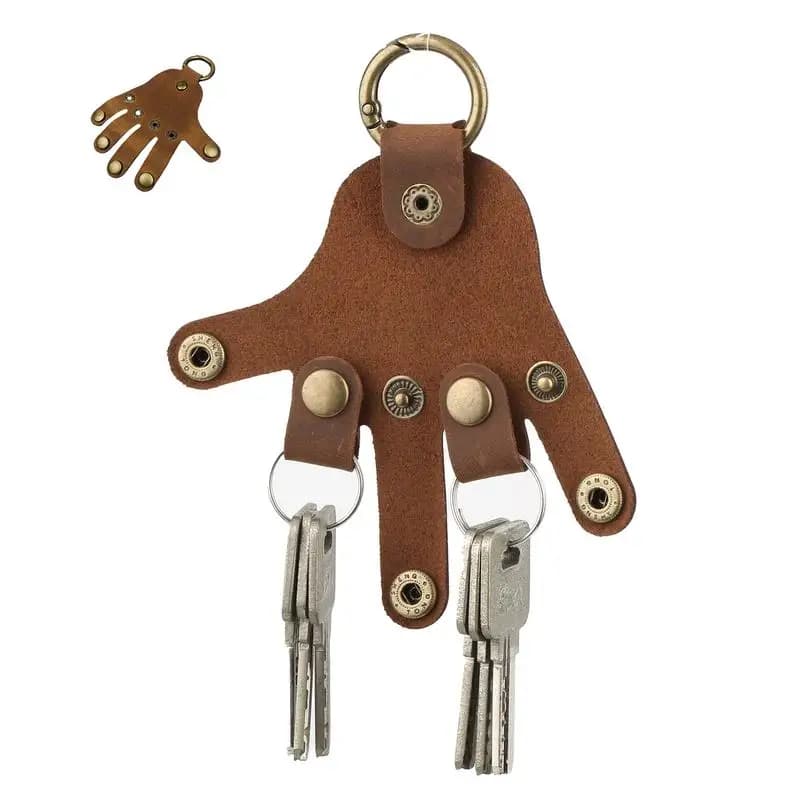 Fun Leather Keychain Leather Hand Shaped Cool Key Ring Creative Keyring Novelty Toy Backpack Accessories Keychain Gifts