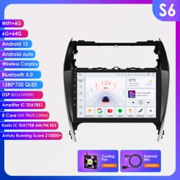 Hizpo 10.1" For TOYOTA Camry 2012 2013 2014 US Version Car Radio Multimedia Player Navigation Wireless CarPlay Android 13 7862