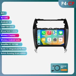 Hizpo 10.1" For TOYOTA Camry 2012 2013 2014 US Version Car Radio Multimedia Player Navigation Wireless CarPlay Android 13 7862
