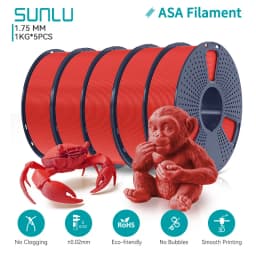 SUNLU 3D Filament PETG/EASY ABS/TPU/ASA Filamnet 1.75mm 5Roll 1KG（TPU 0.5KG/Roll） 3D Printer Filament for 3D Printer