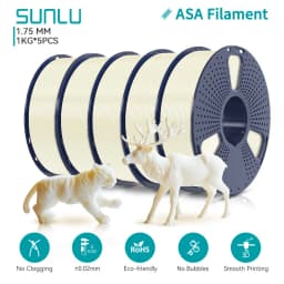 SUNLU 3D Filament PETG/EASY ABS/TPU/ASA Filamnet 1.75mm 5Roll 1KG（TPU 0.5KG/Roll） 3D Printer Filament for 3D Printer