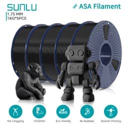SUNLU 3D Filament PETG/EASY ABS/TPU/ASA Filamnet 1.75mm 5Roll 1KG（TPU 0.5KG/Roll） 3D Printer Filament for 3D Printer