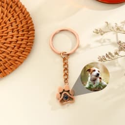 Custom Photo Projection Key Ring Dog Paw Pendant Personalized Keychain With Pet Picture Inside Stainless Steel Jewelry Gifts