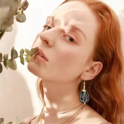 Handmade Teardrop Black Agate Crystal Dangle Earrings for Women, Wire Craft Tree of Life Earrings