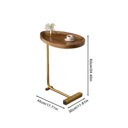 C-Shaped Side Table C Shaped Coffee Tea Sofa End Couch Table Slide Under Sofa Table Rustic Snack Tea Table Narrow Slim Couch Tra