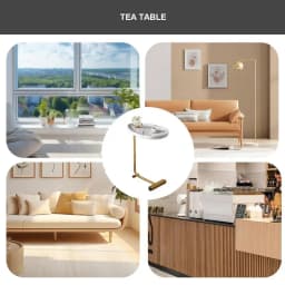 C-Shaped Side Table C Shaped Coffee Tea Sofa End Couch Table Slide Under Sofa Table Rustic Snack Tea Table Narrow Slim Couch Tra