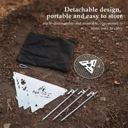 Camping Hanging Triangular Burning Platform Outdoor Triangular Brazier Tripod BBQ Grill Folding Firewood Burner Bonfire Stove