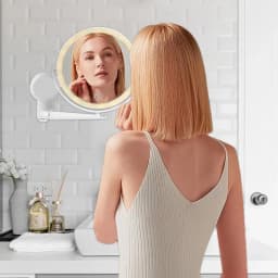 Lighted Mirror With Magnification 3 Colors Dimmable Double-Side Vanity Mirror Wall Mounted LED Bathroom Mirror 1200mAh