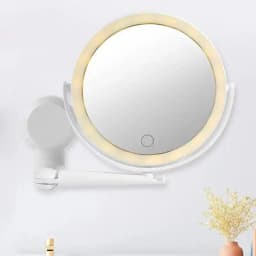 Lighted Mirror With Magnification 3 Colors Dimmable Double-Side Vanity Mirror Wall Mounted LED Bathroom Mirror 1200mAh