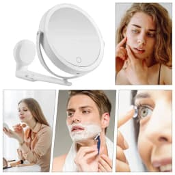 Lighted Mirror With Magnification 3 Colors Dimmable Double-Side Vanity Mirror Wall Mounted LED Bathroom Mirror 1200mAh