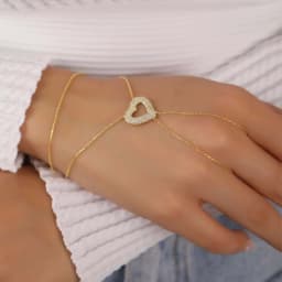 Stonefans Heart Hand Bracelet for Women Dainty Jewelry Handmade Gift Shining Wholesale Girlsfriend Wedding Bangles Bridal Gifts
