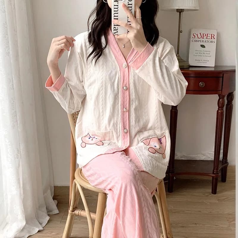 Woman Spring and Autumn Nursing Nursing Cotton Maternity Wear Summer Thin Postpartum Pregnant Women Pajamas Home Clothing Set