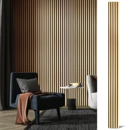 Art3d 4PCS Wood Slat Acoustic Panels for Stylish Decor and Noise Reduction 3D Textured Wall Panels 94.5x7.9 inch Home Decoration