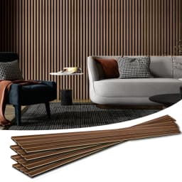 Art3d 4PCS Wood Slat Acoustic Panels for Stylish Decor and Noise Reduction 3D Textured Wall Panels 94.5x7.9 inch Home Decoration