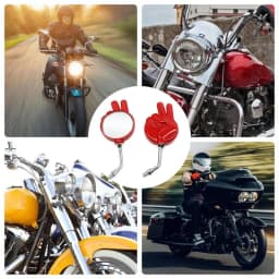 Handlebar Mount Motorcycle Mirrors 1 Pair Rear View Victory Gesture Side Mirrors For Motorcycles Clear Vision Mirrors For