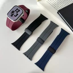Silicone Solid-Color Strap for Apple Watch Band 44/45/49/42mm or 38/40/41mm Magnetic Folding Buckle iWatch Series 9 8 SE Ultra 2