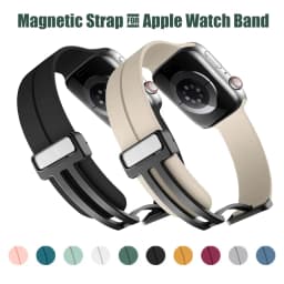 Silicone Solid-Color Strap for Apple Watch Band 44/45/49/42mm or 38/40/41mm Magnetic Folding Buckle iWatch Series 9 8 SE Ultra 2