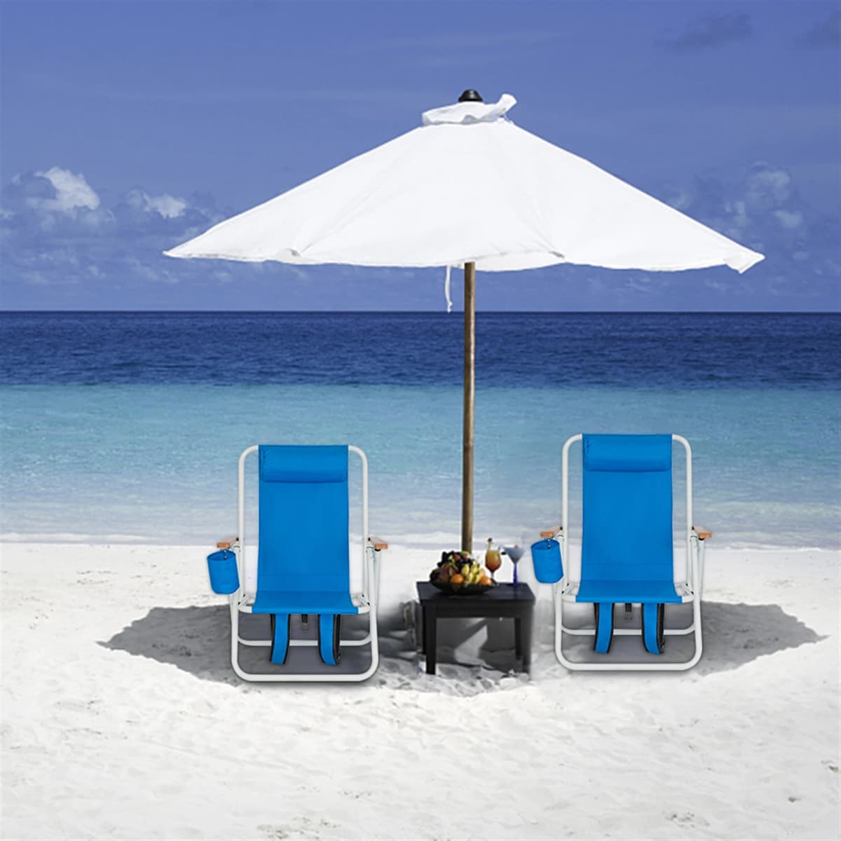 Beach Chair USA free shipping Blue Adjustable Headrest Portable High Strength Folded Beach Chair