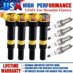 Carbole 4 Ignition Coil And Platinum Spark Plug for Kia Soul Forte Hyundai Elantra UF651