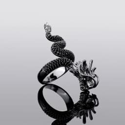 JINAO New Micro-Paved HIP Hop Black Chinese Traditional Dragon Iced Adjustable 5A+ Cubic Zircon Ring Men and Women Jewelry Gift