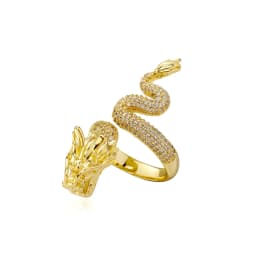 JINAO New Micro-Paved HIP Hop Black Chinese Traditional Dragon Iced Adjustable 5A+ Cubic Zircon Ring Men and Women Jewelry Gift